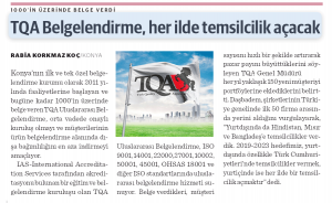 TQA Belgelendirme Dünya Gazetesi Haberi…